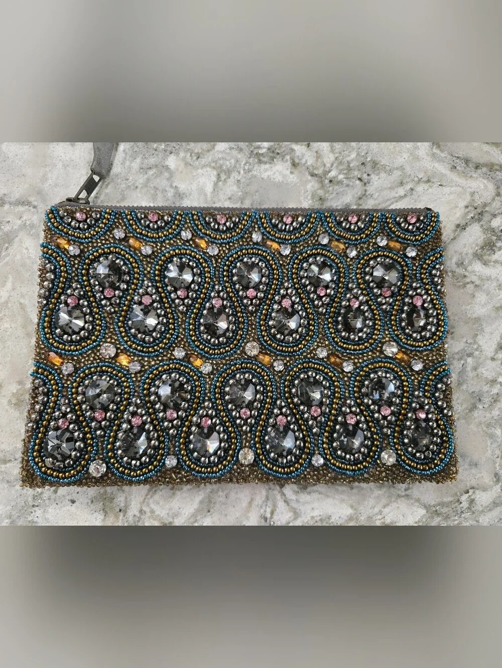 Anthropologie Beaded Clutch Purse